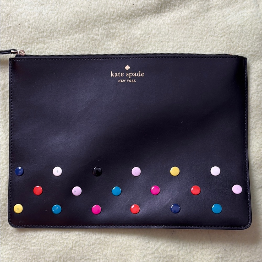 Kate Spade Black Clutch with Colorful Dots